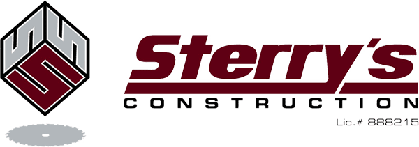 logo-resp Sterry's logo, featuring a stylized cube graphic on the left and the name "Sterry's" in bold maroon text with a line underneath. License number "888215" is noted at the bottom right.
